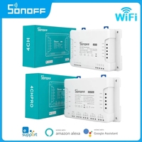 1-3Pcs SONOFF 4CHR3/4CHPROR3 Ewelink 4Gang Wi-Fi Smart Switch With RF Control Works With Alexa Google Home SmartThings Alice