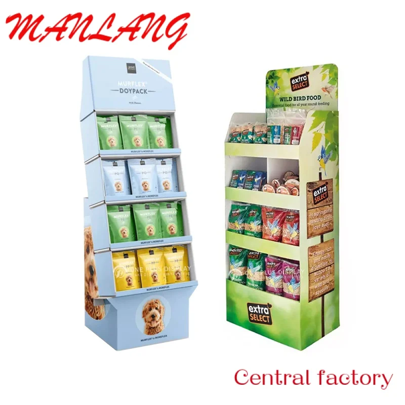 CustomCorrugated Paper cardboard chocolate Floor Standing display stand Rack shelves Food Potato Snack  cardboard display