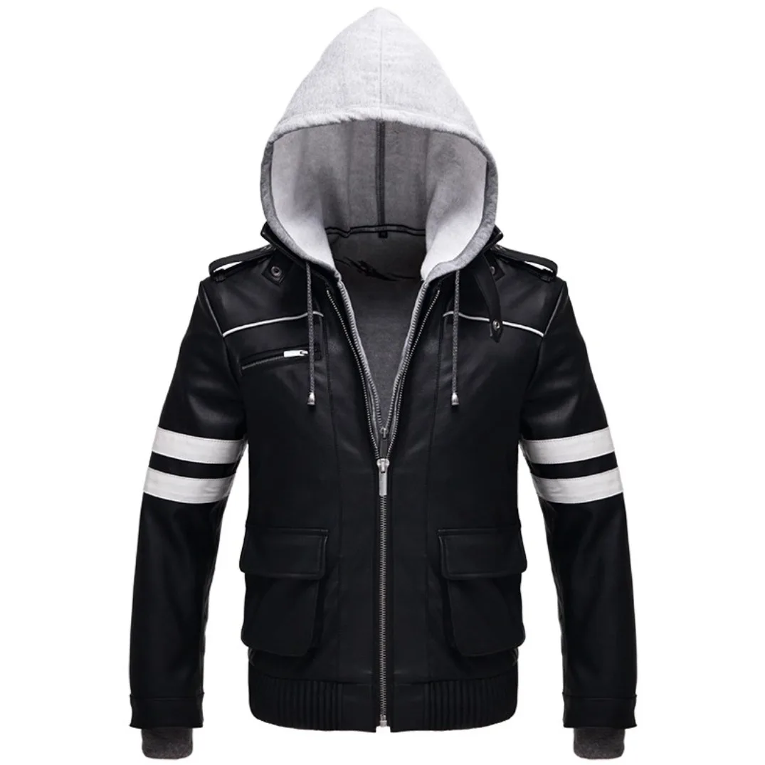 

Game Alex Mercer PU Leather Jacket Black PU Leather Coat With Hand Embroidered Patterns Halloween Cosplay Costumes for Men