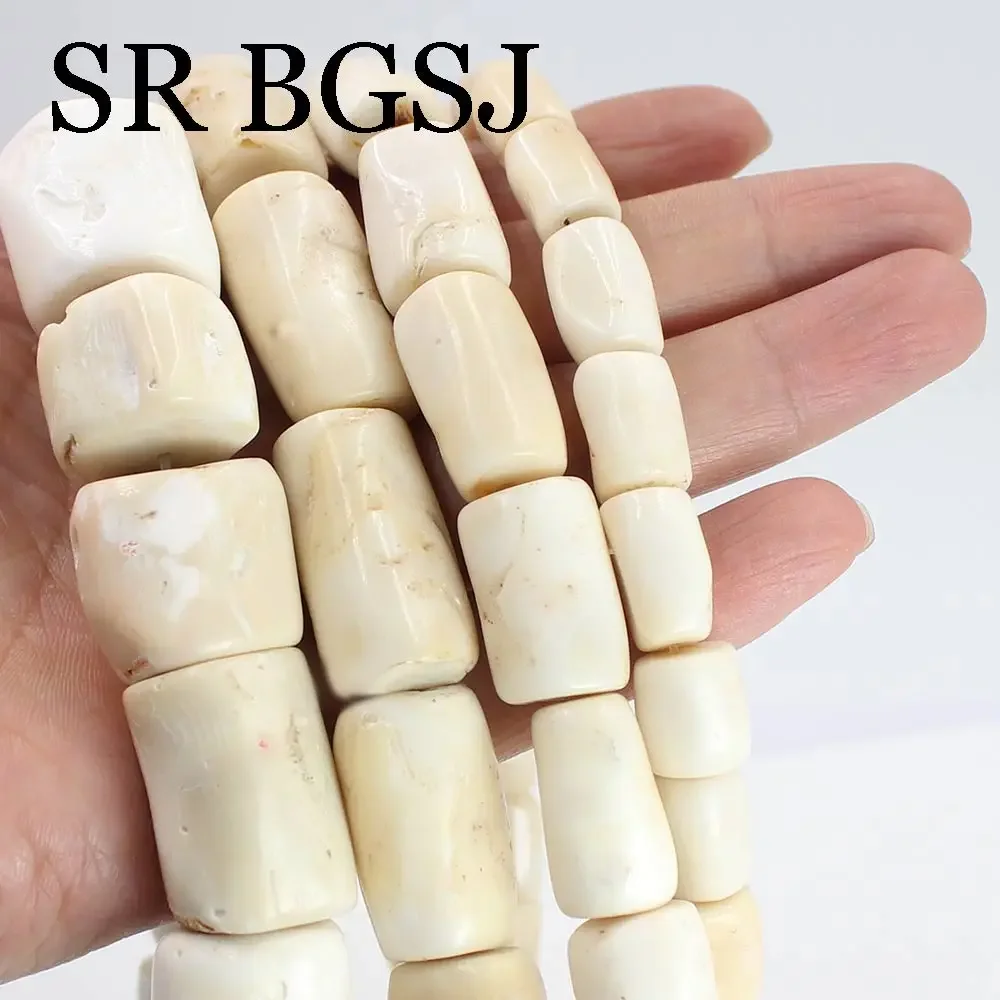 10-12mm small Real Freeform Column Natural White Sea Bamboo Coral Jewelry Findings Large Diy Beads Strand 15\