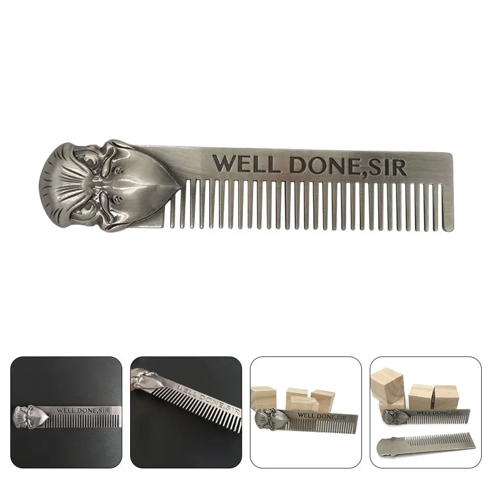 Men Stainless Steel Fine Tooth Comb Scalp Dandruff Removal Comb Compact Portable Styling Tool Sleek Sophisticated