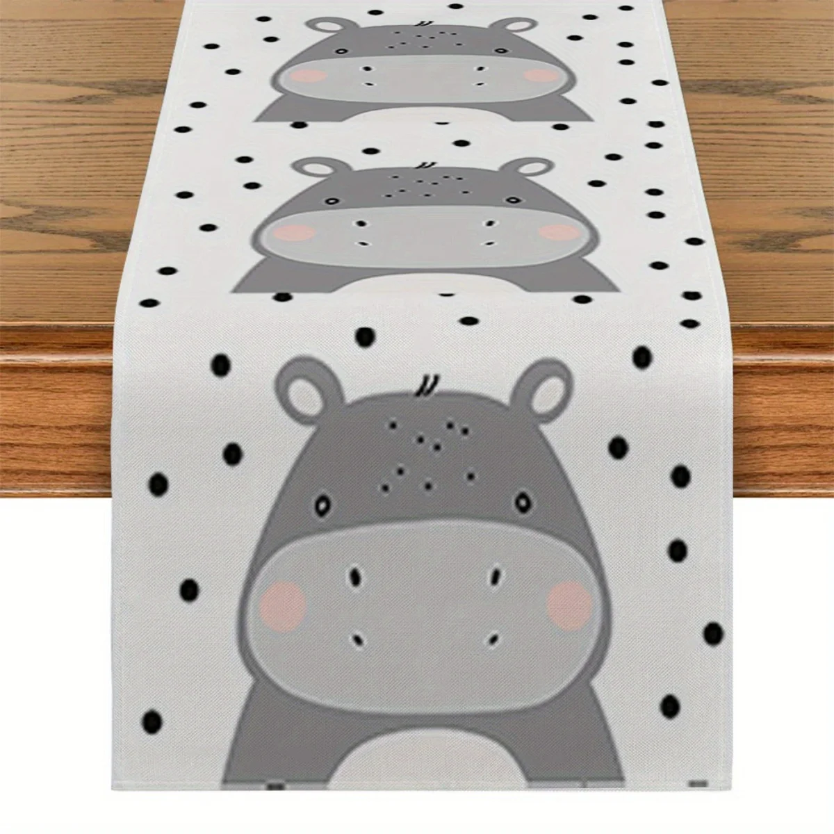1 Piece of Hippo Print Table Runner, Suitable for Farmhouse, Indoor, Kitchen, Celebrations, Table Decoration, Restaurant and Banquet Decoration Supplies
