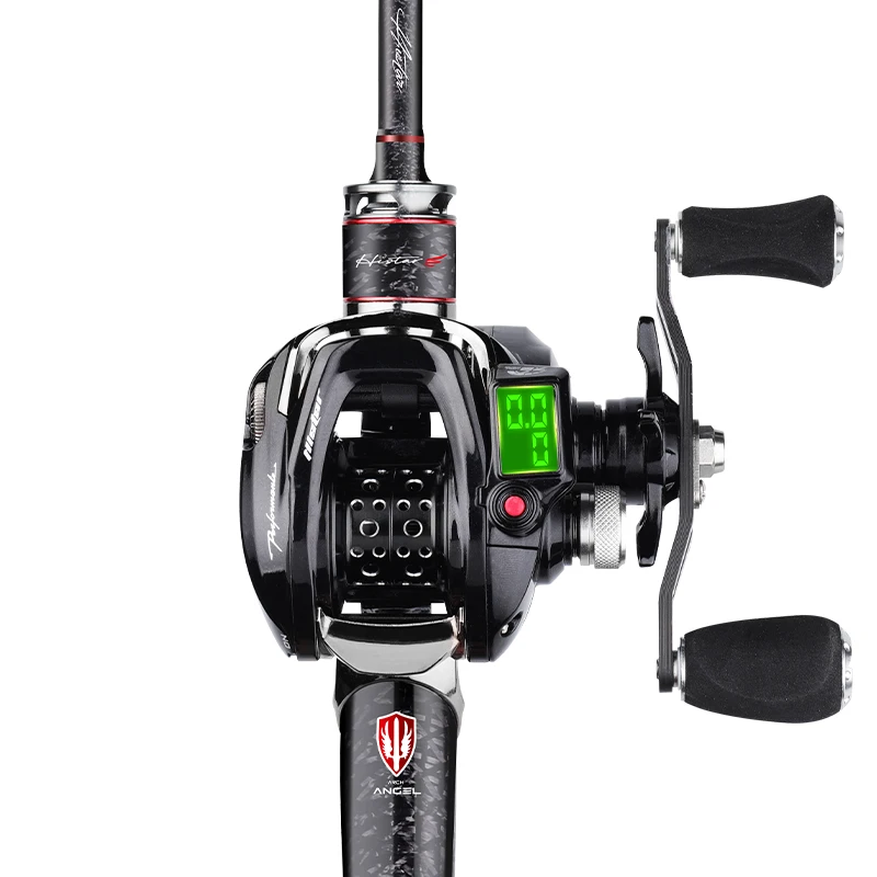 K SIC دليل مقبض عضوي فائق الصف رئيس الملائكة قضيب كومبو عالية الكربون قصبة صيد خشبية ومجموعة عجلات Baitcast الرقمية