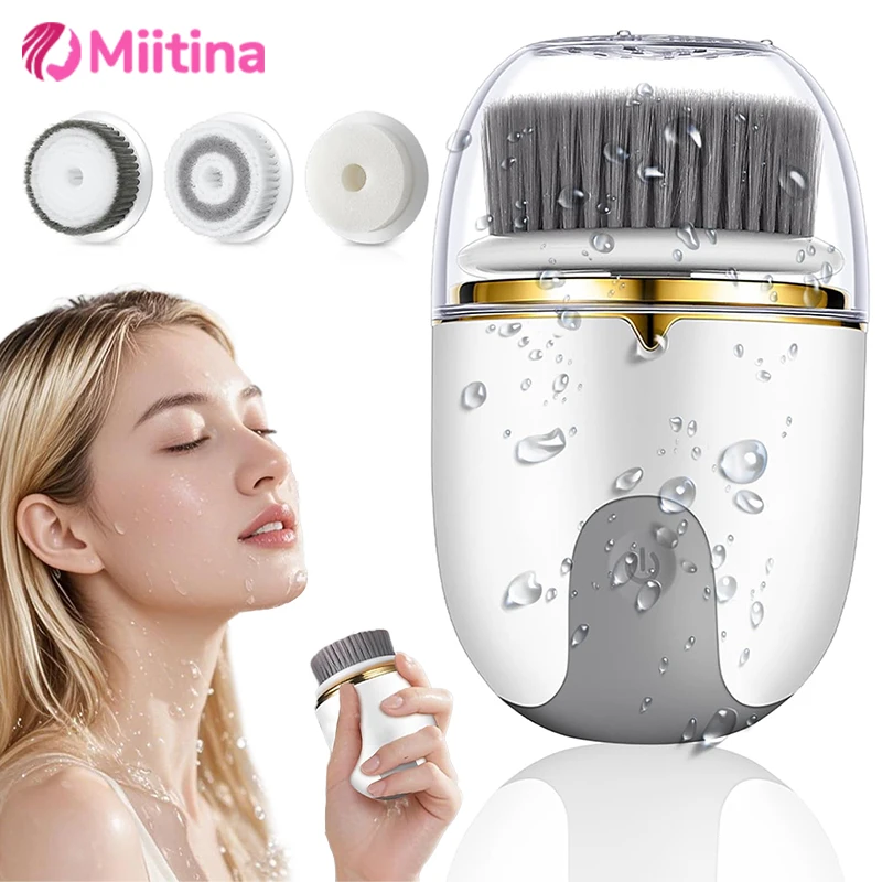 

3 IN 1 Electric Face Cleansing Brush Skin Cleansing Pore Face Skin Care Massage Heads Spin Brush Deep Clean Blackhead Tool Care