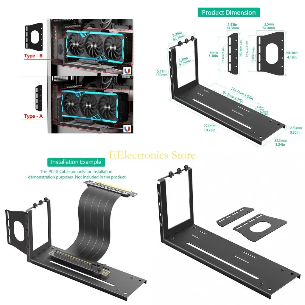 B03C Graphics Card Stand Metal 3 Slot GPU Card Mount Holder Enhances Connection Gaming GPU Card Bracket