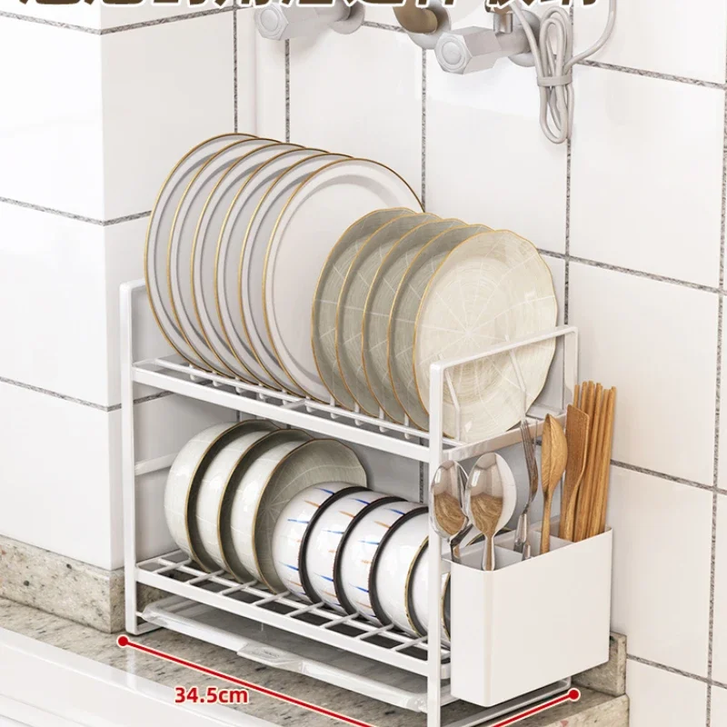 

Kitchen Shelf Draining Bowl Rack Household Countertop Cupboard Dish Storage Small Bowl and Chopstick Rack Shelf