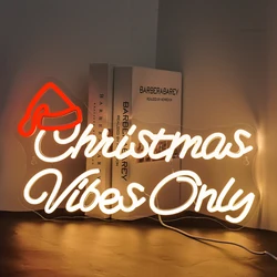 Christmas Vibes Only Neon Sign Hand Made 5V USB Powered Christmas Party Lamp Hotel Cafe Room Wall Decor Neon Signs Dimmable