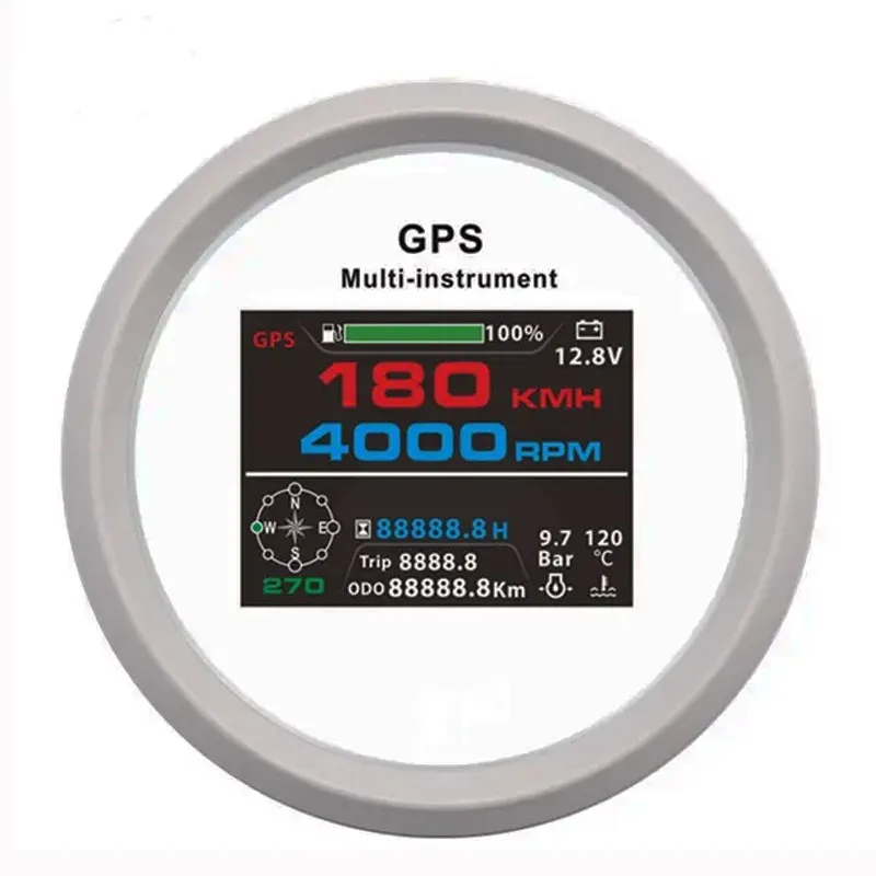 

Marine Gauge Cluster: GPS Speedometer Tachometer Fuel Level Water Temp Sensor Kit 12V 24V System