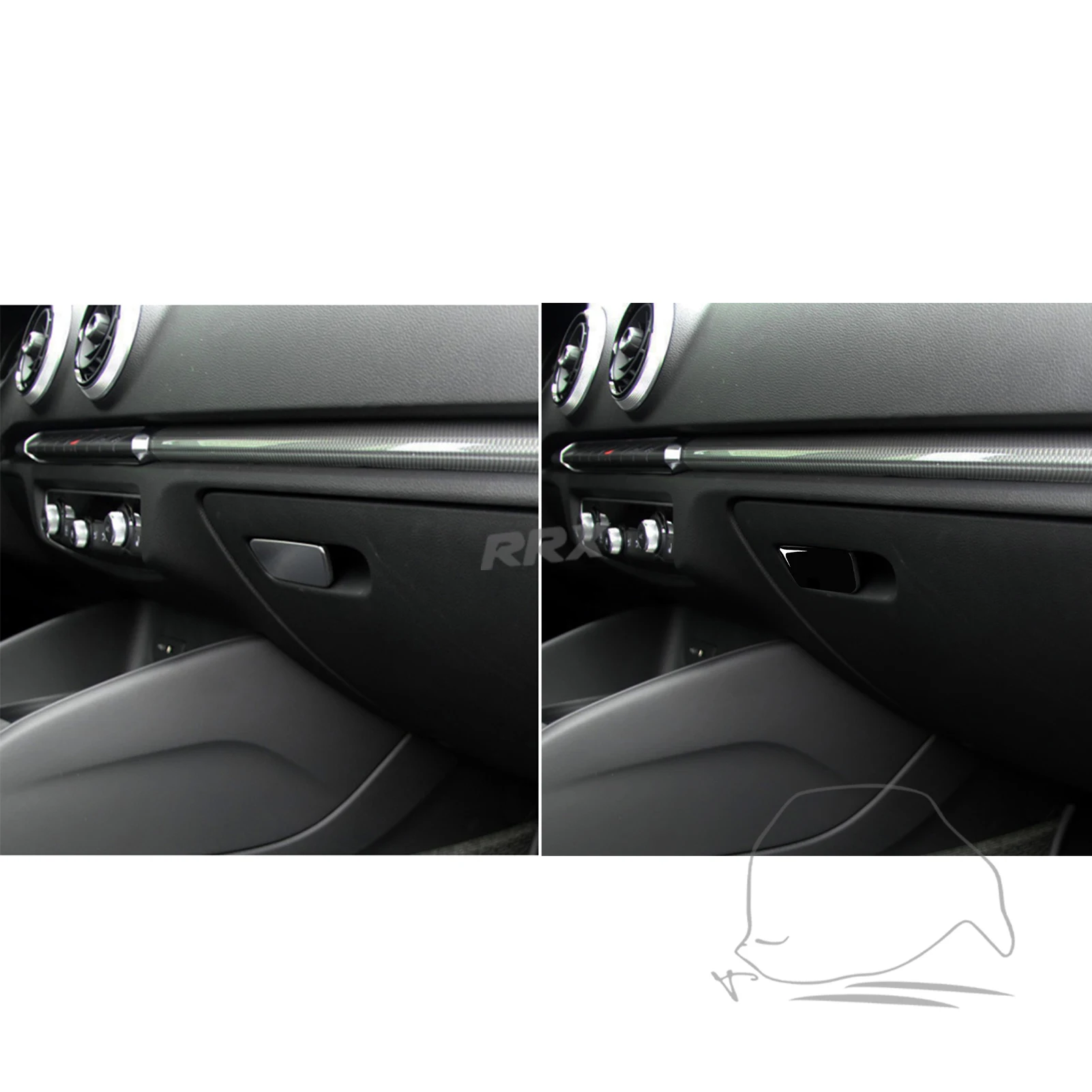 For Audi A3 S3 RS3 8V 2014 2015 2016 2017 2018 2019 Accessories Car Interior Passenger Glove Box Puller Sticker Black Plastic