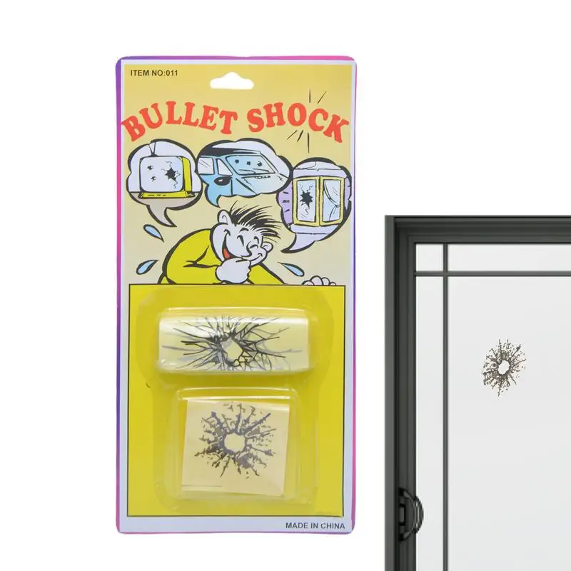 Glass Bullet Hole Stickers Funny Shot Sticker Broken Screen Prank Decals Fake Bullet Shot Sticker Ultra-Realistic Fake Bullets