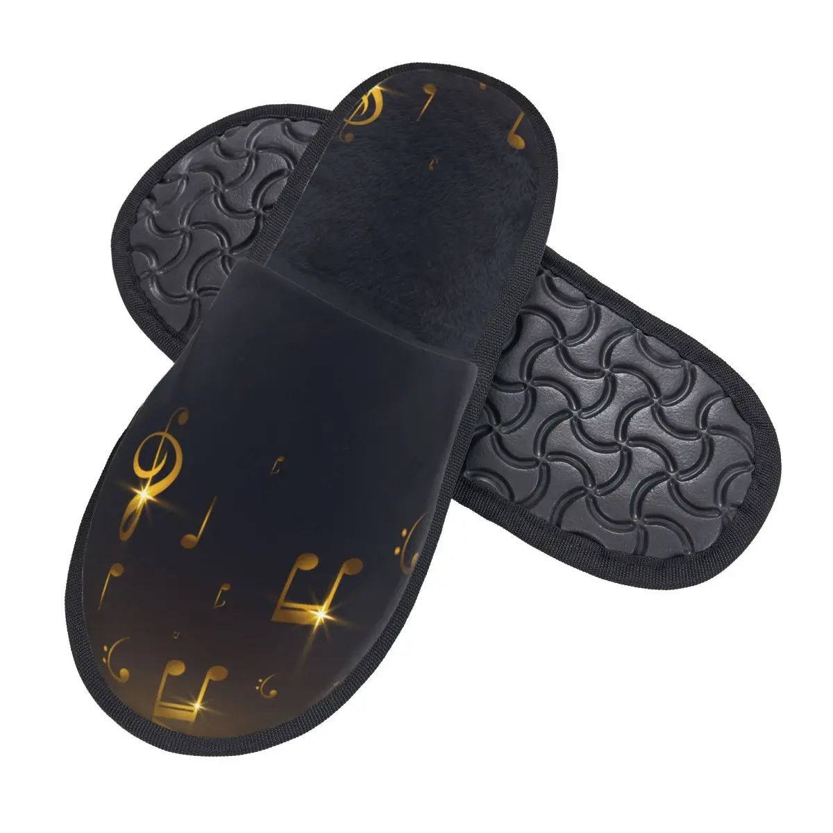 Winter Slipper Woman Man Fluffy Warm Slippers Music Sound Golden Notes House Slippers Shoes