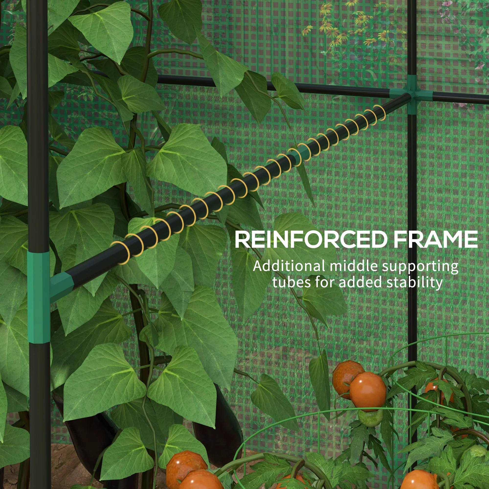 Walk-In Greenhouse with Mesh Windows and Roll-Up Door, 200 X 140 X 200cm