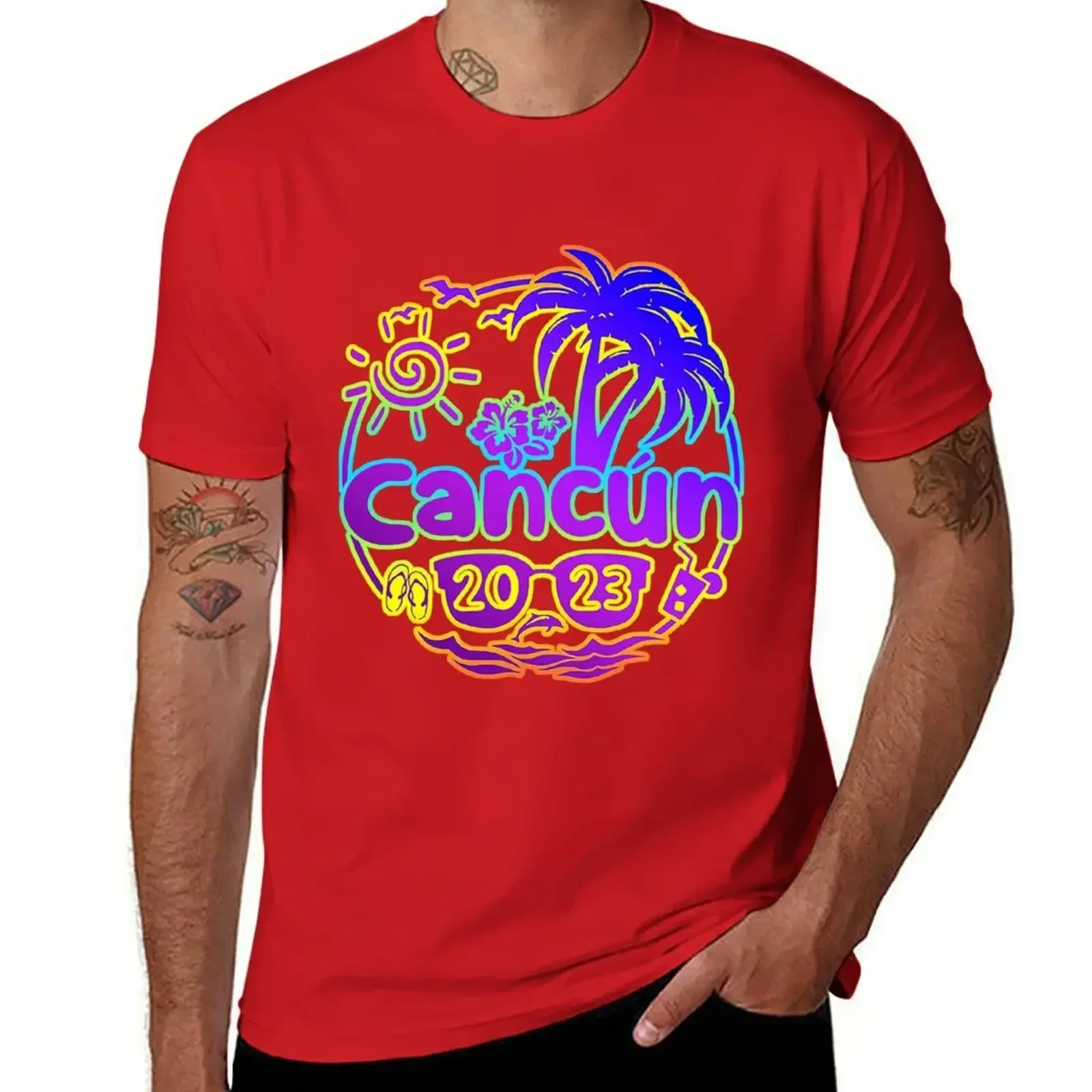 Blusa de manga corta para hombre, camisetas de gran tamaño, Cancun, México, vacaciones de verano, Hawaii, playa, Sunny, estilo vintage de manga