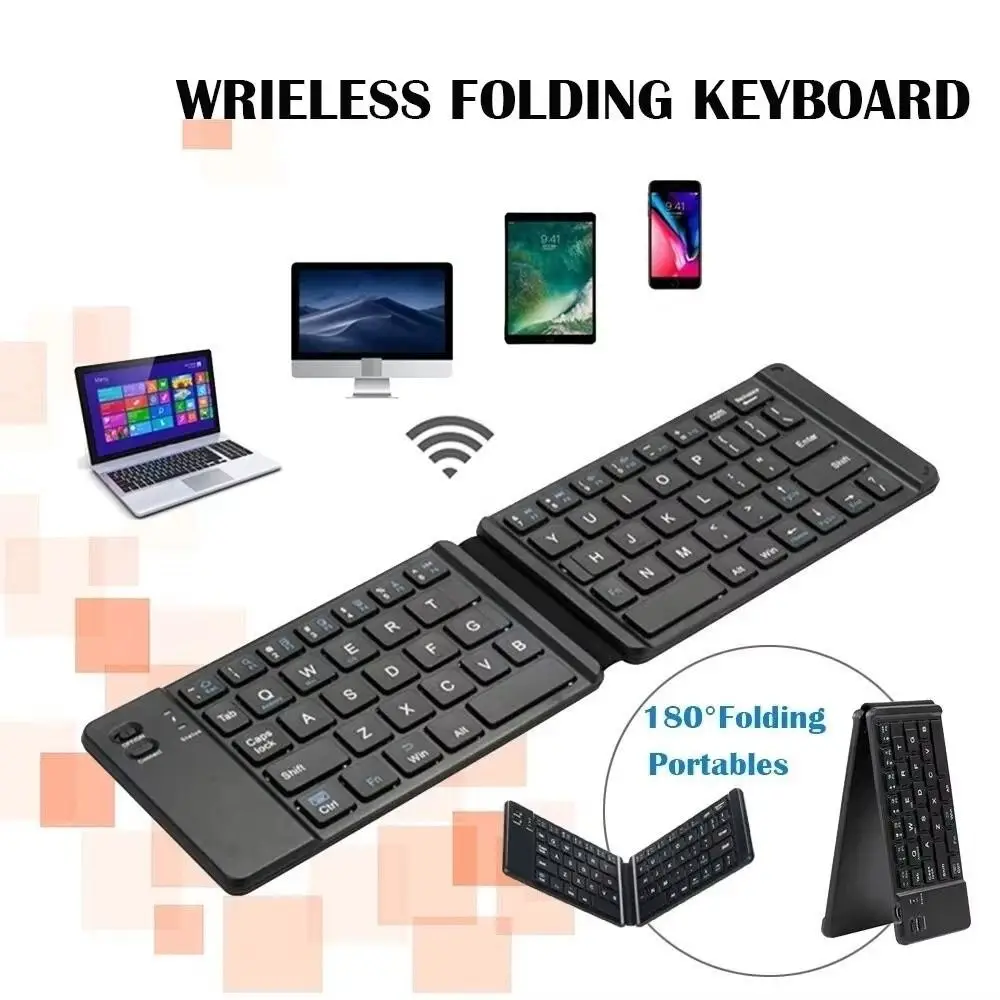 Slient Wireless Folding Keyboard Rechargeable Slim Design Bluetooth Keyboard Universal Portable Foldable Keyboard Mobile Use