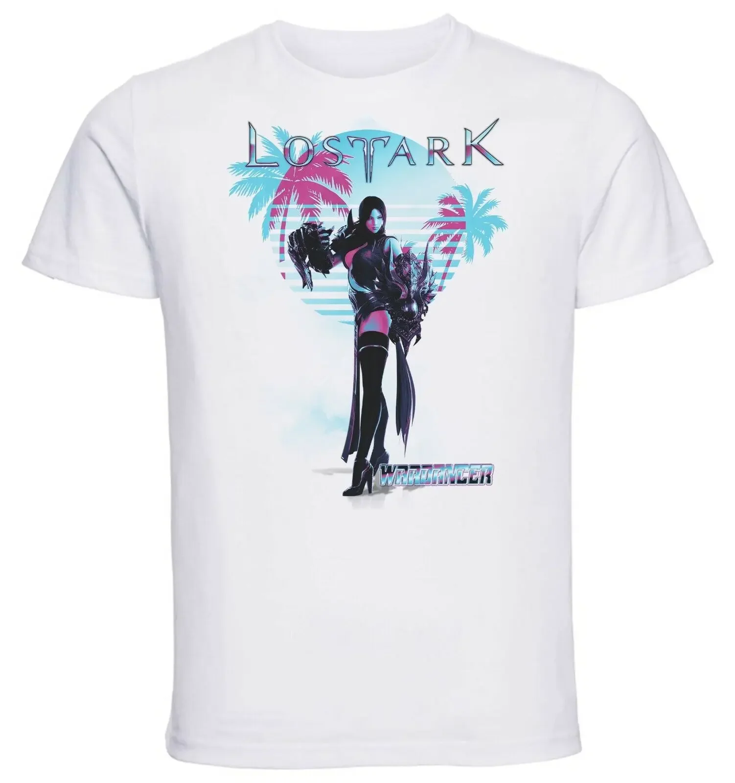 White T-Shirt - White Knit - Vaporwave Lost Ark - Wardancer-