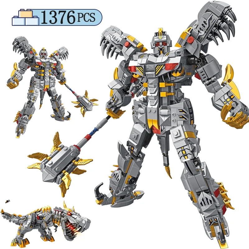 

1106 Pcs 2 in 1 Jurassic Period Deformation Robot Building Blocks Dinosaur Aircraft Weapons Bricks Set Toys For Children Gifts