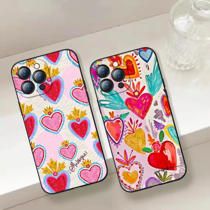 Retro Hearts Art Nabi Tear Phone Case For Iphone 14 12 11 13 Pro Max Mini X XR XS 7 8 Max SE 2020 Soft Phone Covers