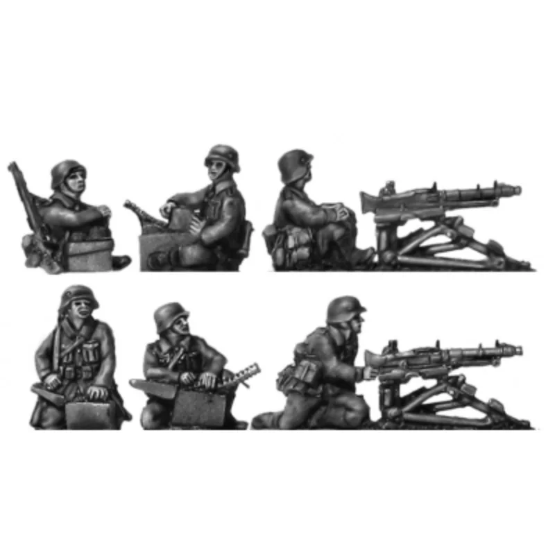1/72 Scale Resin Figure Model Kit Machine Gun Team 6 People Micro Scene Layout Unassembled and Unpainted DIY Toys