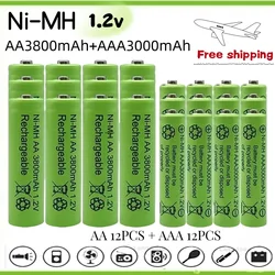 1.2V Rechargeable battery 100% genuine 1.2V AA 3800mAh +AAA 3000mAh Rechargeable battery NI-MH battery