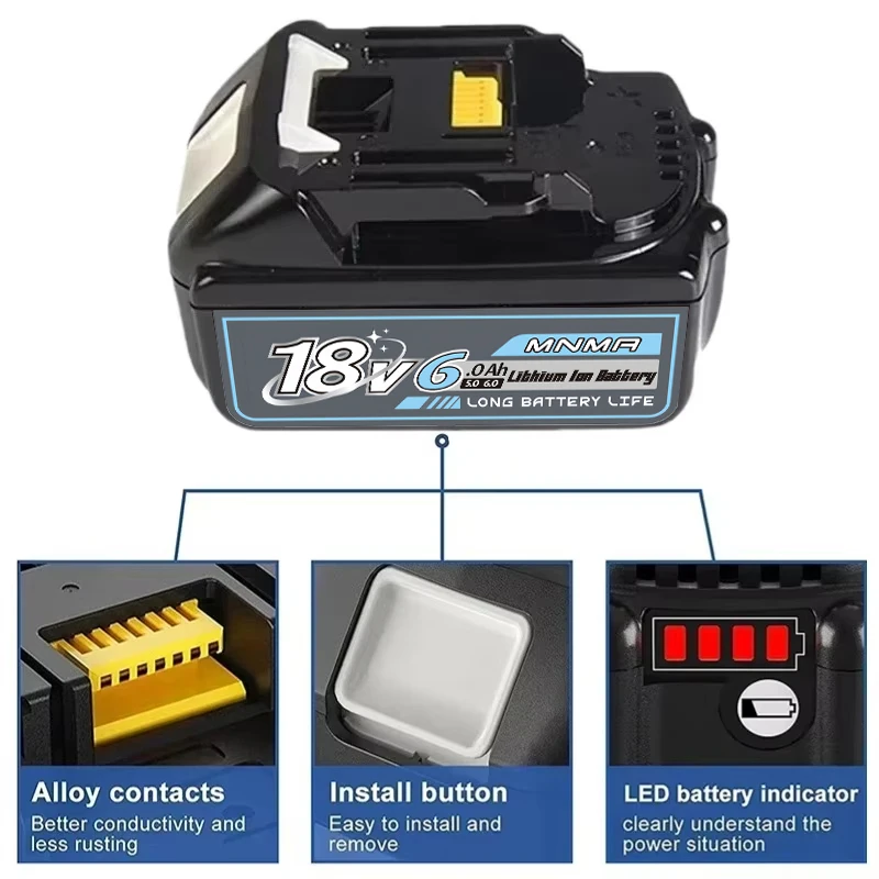 

Genuine for Makita 18V 6Ah/5Ah Battery for Makita Tool,DGA504、DTD173、DTW600 Rechargeable Replacement Lithium Battery✅