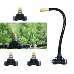 Outdoor Misting Cooling System Nozzles Terrace Flower Pot Mist Sprinkler Straight Push Lock Joint Tee Connector