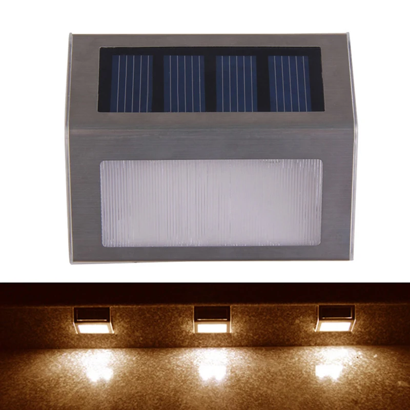 QLTEG-Lámpara LED de energía Solar para exteriores, luz impermeable para jardín, camino y escaleras, ahorro de energía, Blanco cálido, 6 LED