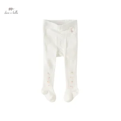 Dave Bella Girl Baby Elastic Bottoming Pants 2024 New Spring Children's White Pantyhose Fashion Casual Party Outdoor DB1247922