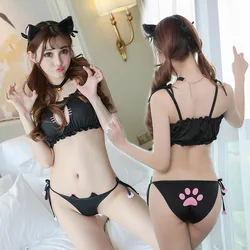 Cat Open Chest Hollow Embroidered Underwear Cat Cosplay Cat Fun Underwear Dead Warehouse Water Anime Clothing