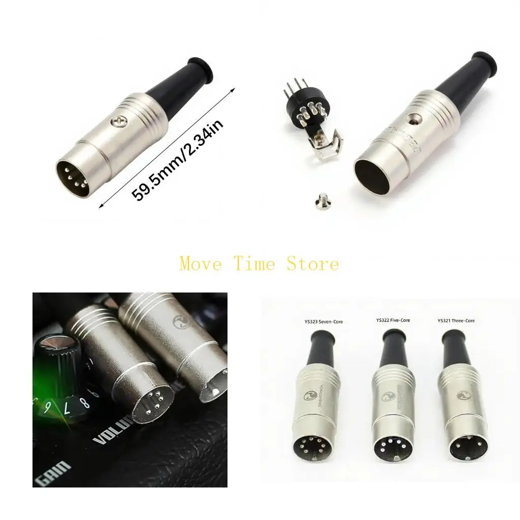 92ME MIDI Data Connector Plug, 5 Pin Male DIN Adapter Screw Lock Shell for Keyboard