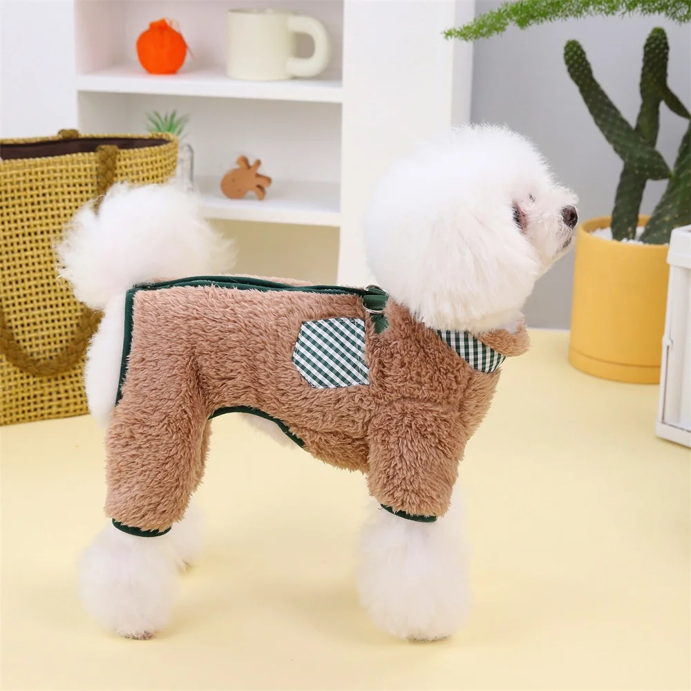 Pet Autumn Winter Jumpsuit Small Medium Dog Clothes Warm Velvet Pajamas Puppy Cute Pullover Chihuahua Outfits