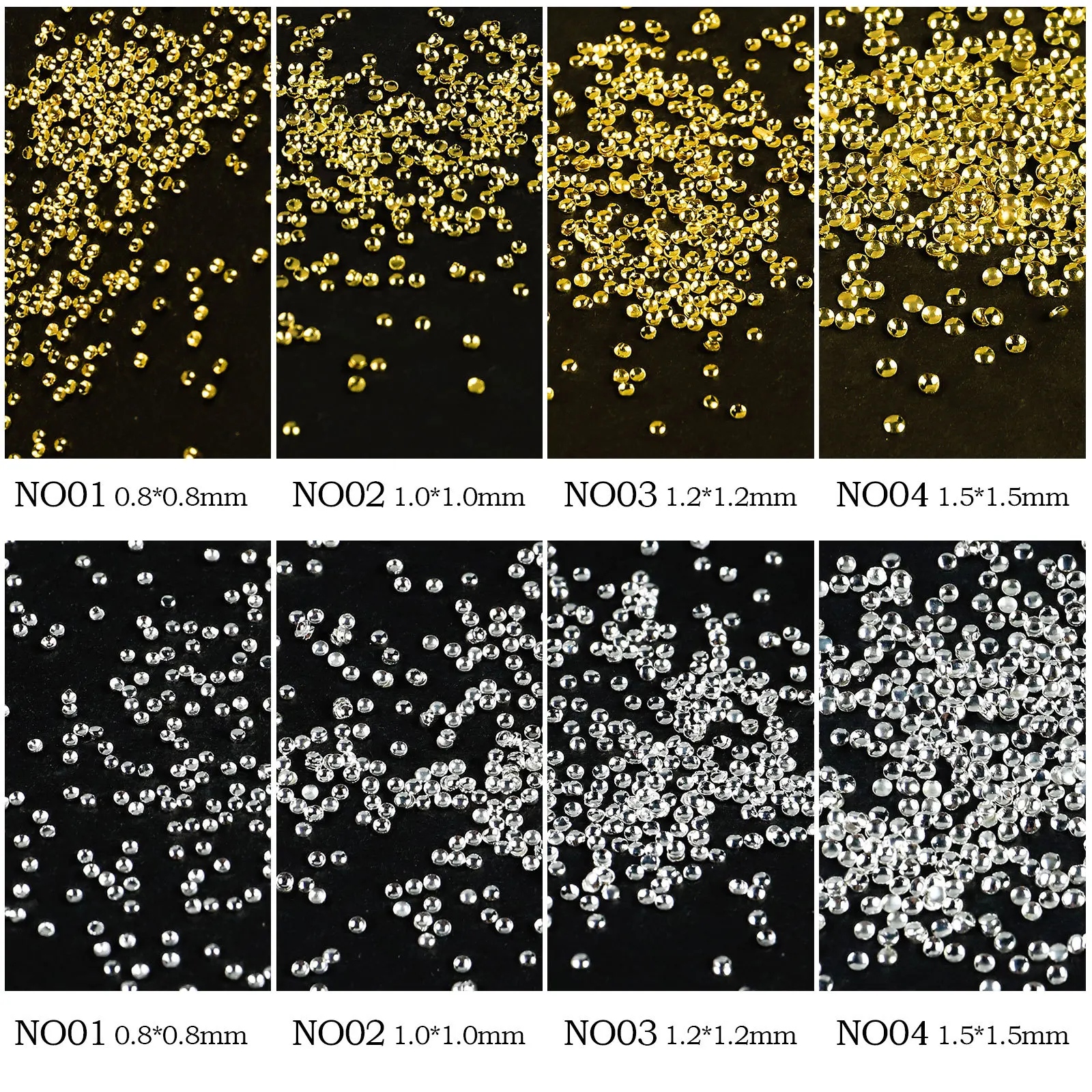 حوالي 1000 قطعة مسمار الفن صغير الفولاذ المقاوم للصدأ حبة معدنية الجوف الذهب فضي صغير مايكرو الكافيار الأظافر الخرز ثلاثية الأبعاد عدة مسمار الزينة