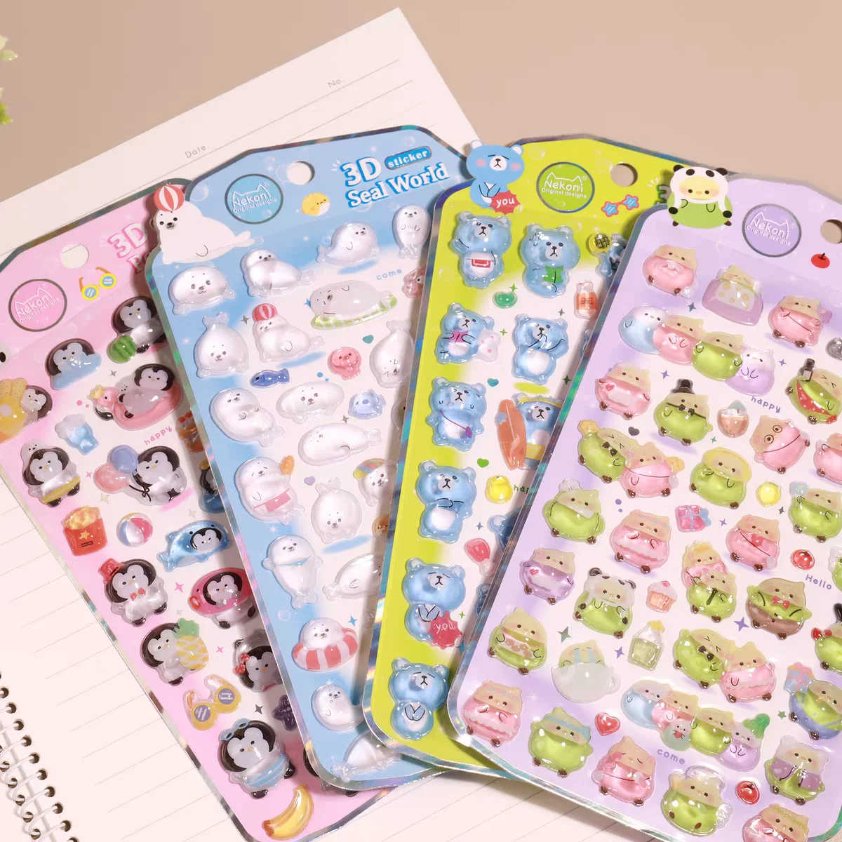 NEKONI ثلاثية الأبعاد الحيوانات البطريق ختم العالم الإغاثة ملصقات سكرابوكينغ DIY بها بنفسك المجلات القرطاسية مذكرات ملصقات لطيف اللوازم المدرسية #4