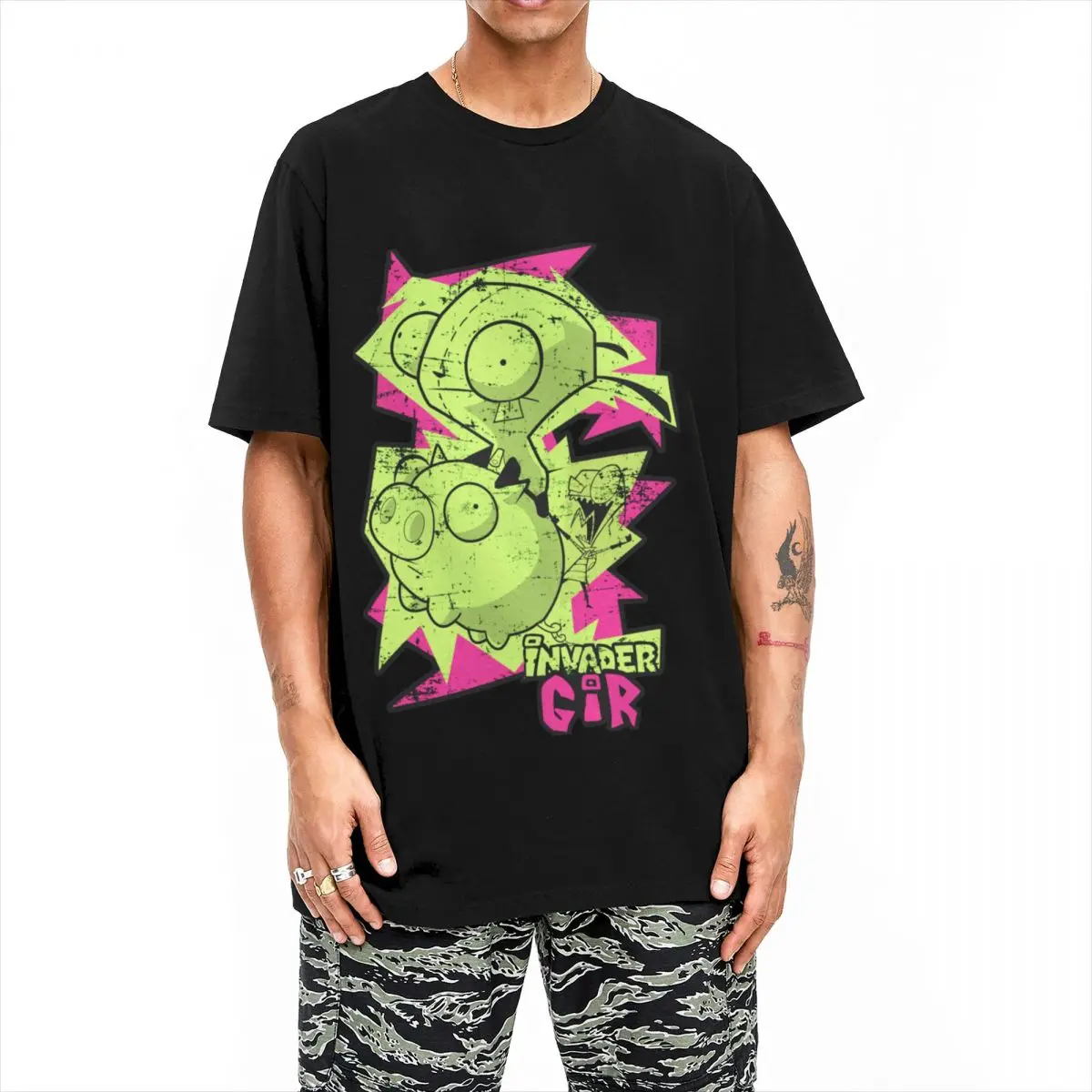 Men Women's Gir Invader Of Invader Zim T Shirts Cotton Clothes Funny Short Sleeve Crew Neck Tees Gift T-Shirt