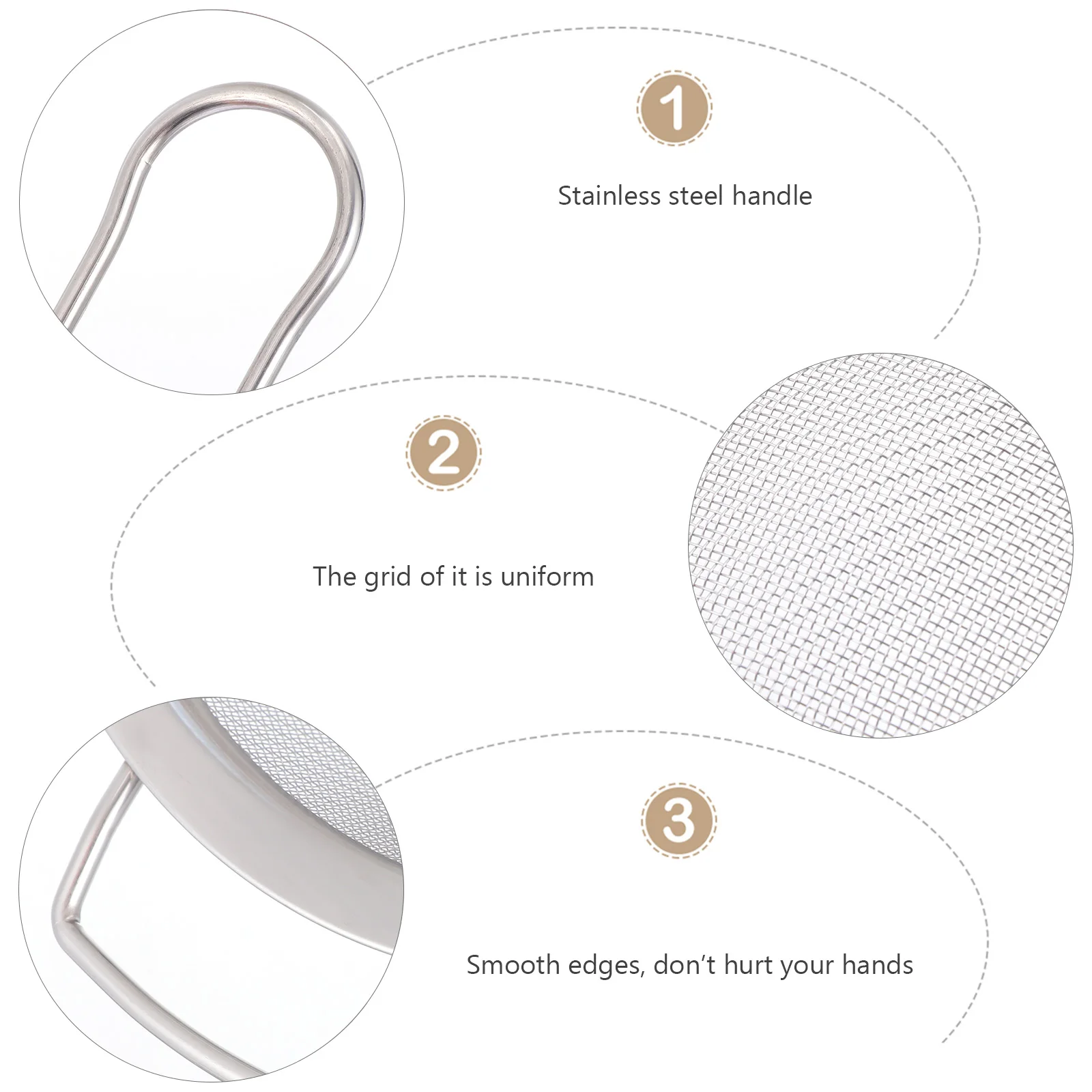 

2pcs Stainless Steel Mesh Sieve Strainer For Baking Kitchen Use Rustproof Light Filtering Powder Cocoa Almond Sieves