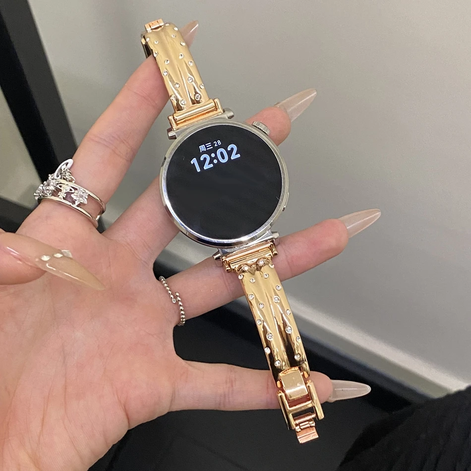18/20/22MM Watch Band For Samsung Galaxy Watch 8/7/4 6 Classic 5 Pro Sparkling Diamond Metal Bracelet Strap For Amazfit Bip/GTS