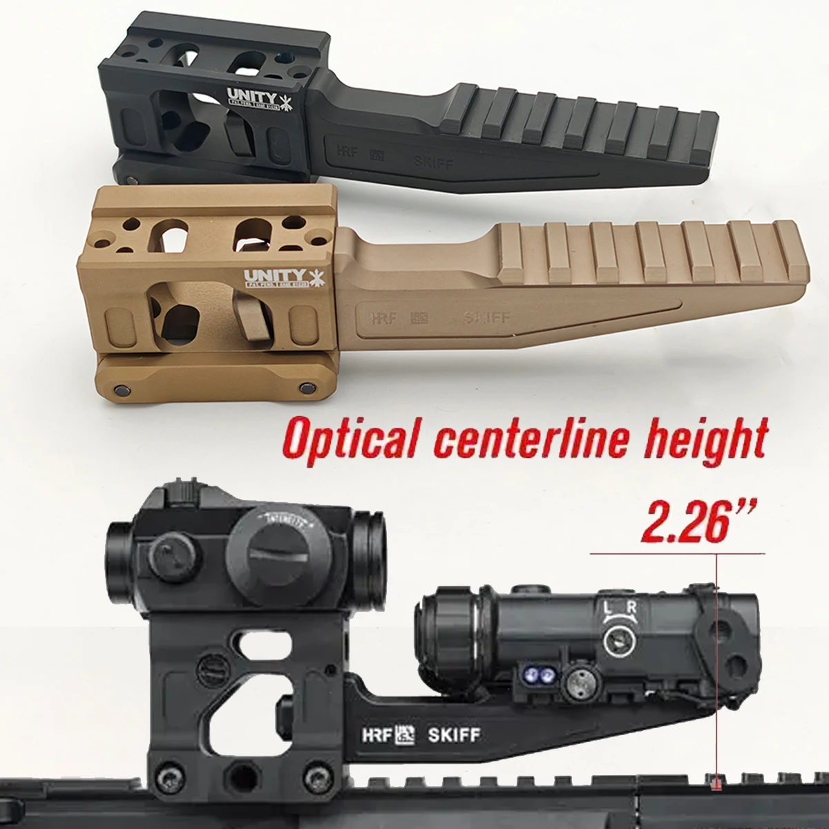 Taktische HRF SKIFF Fast Riser UNITY Halterung Picatinny-Schiene Ftc 2,26" Optik-Riser-Halterung für T01 T02 NGAL PEQ15 Airsoft MOUNT