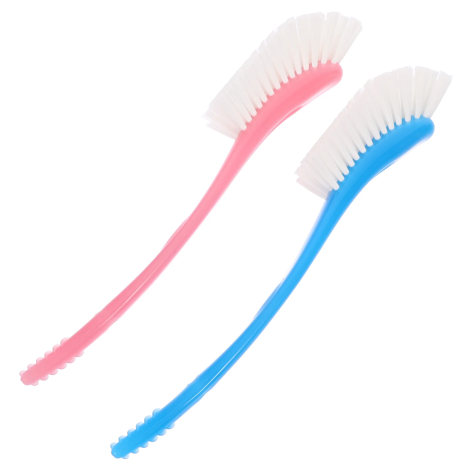 2 Pcs Bottle Cleaning Brush Set Curved Extra Bristles Thorough Clean Safe Healthy Nylon Fiber Handy Handle Wall