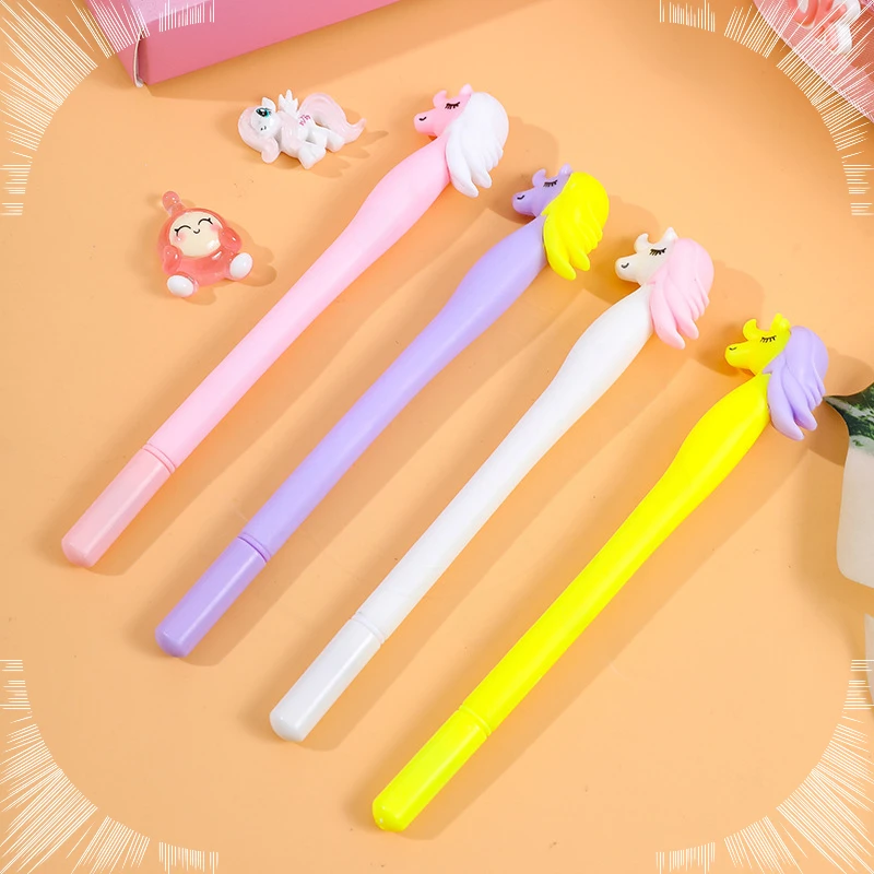 24 Pcs Soft Rubber Shaped Colorful Horse Neutral Pens Creative Signature Pens Kawaii Stationery Office Supplies