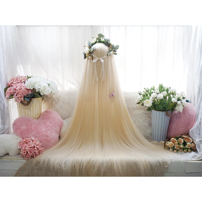 Allaosify-pelo largo falso Lolita, 120cm, 530 gramos, Princesa, liso, dorado, naranja, natural, blanco y negro