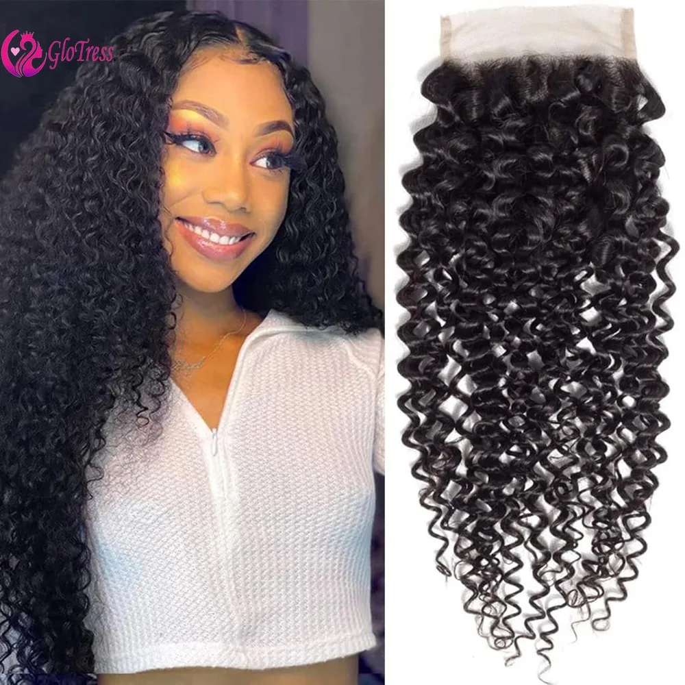 

12A 150% Плотность 4x4 Кружевная застежка Кудрявые вьющиеся человеческие волосы Необработанные бразильские девственные волосы Remy Бесплатная часть волос Натуральный цвет