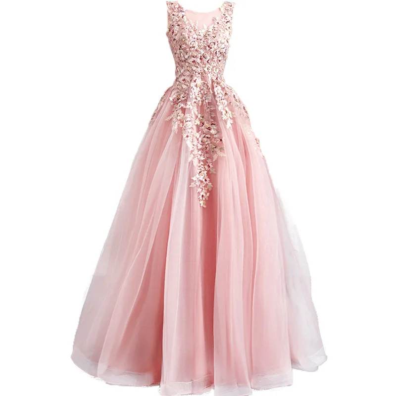 2024 Pink Luxury V Neck Sequins Prom Dress Floor Length With Beaded Elegant Evening Party Dress For Women