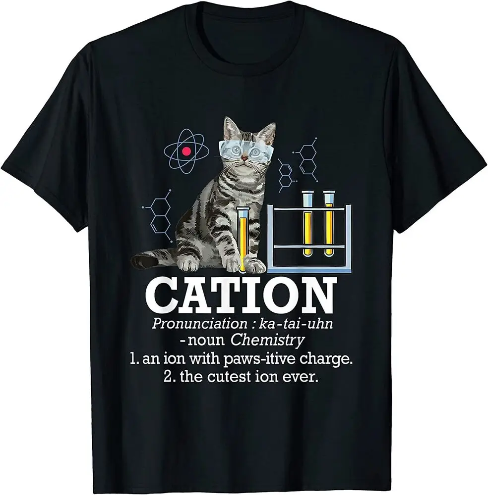 Cation - Funny Chemistry Humor Science Teacher Cat Pun T-Shirt  Summer Tees Cotton Luxury brand vintage oversized