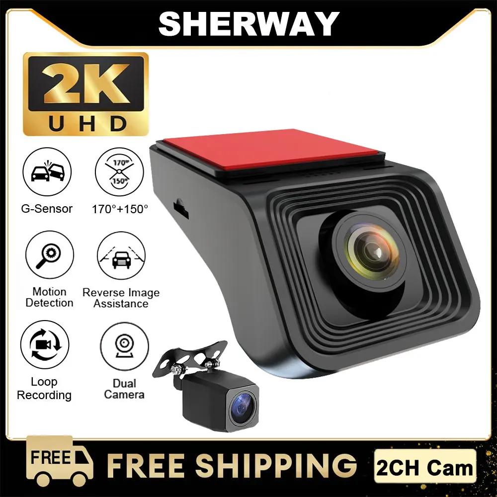 

2K Car DVR Dual Camera Dash Cam Wifi Car Video Recorder Dash Camera WDR G Sensor Night Vision 24h Parking Monitor Mini Dashcam