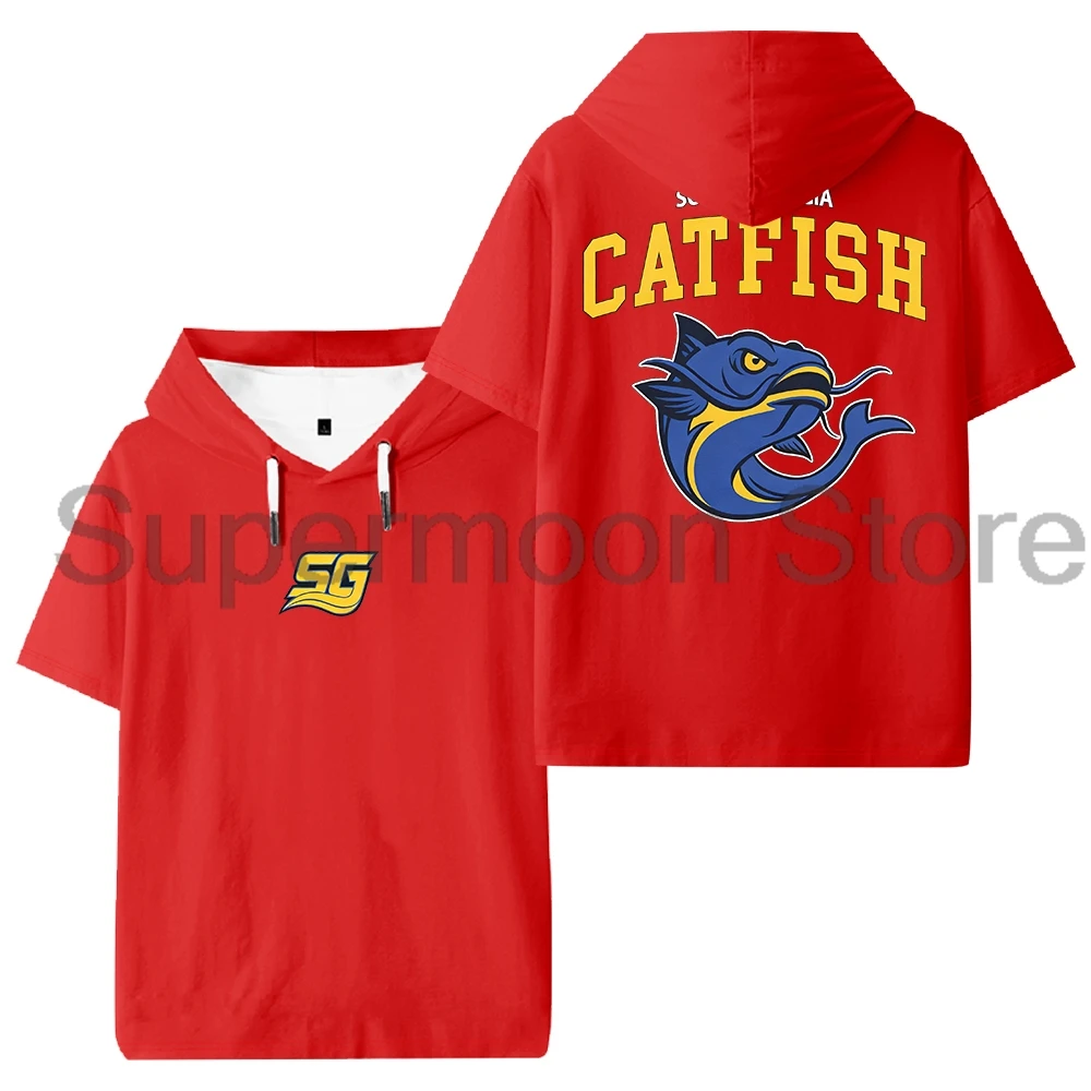 تشاد باورز جنوب جورجيا سمك السلور شعار مقنعين تي شيرت 2025 برنامج تلفزيوني قصير الأكمام المحملة النساء الرجال في الهواء الطلق ملابس الشارع الشهير