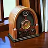 전통적인 복고풍 나무 무선 블루투스 스피커 멀티 밴드 FM 라디오 플러그인 카드 USB 플래시 드라이브 충전 데스크탑 장식품 1