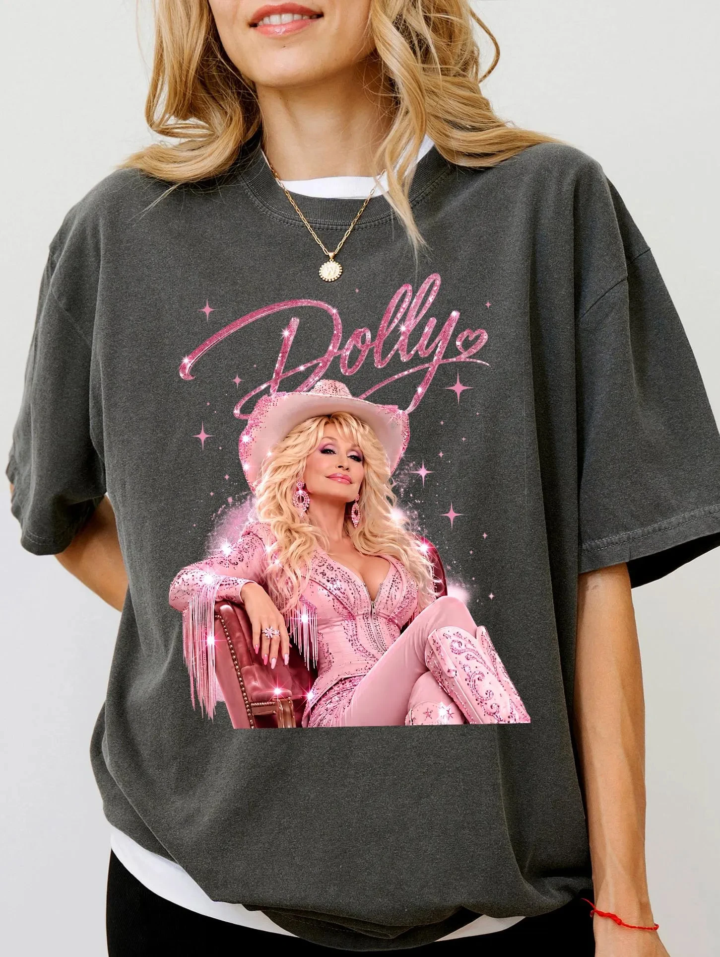 2026 Commemorate Dolly Parton Printing T-shirt Men Women Summer Cotton Clothing Fashion Oversized Short Sleeved Top Streetwear