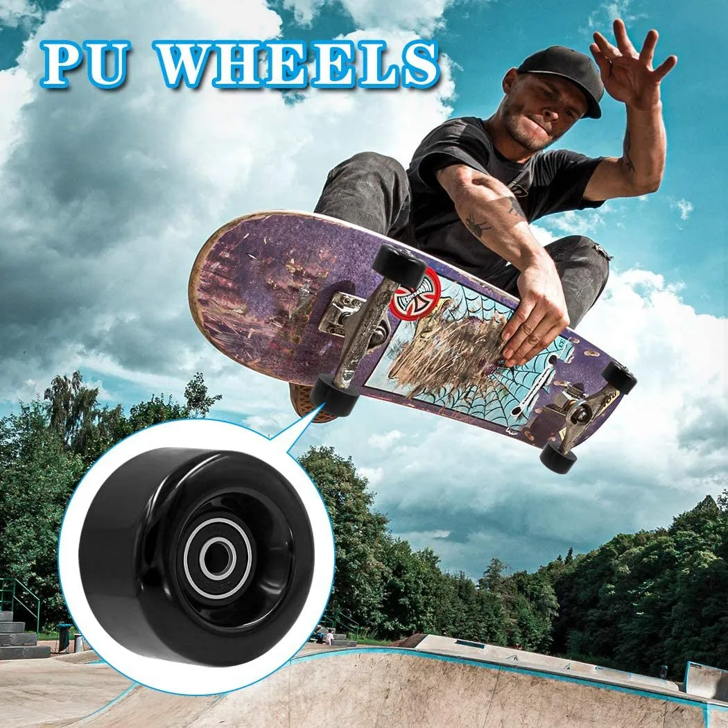 Roues de patin à roulettes avec roulements pour patinage double nucléoSkateboard, patinages extérieurs et intérieurs, 8 pipelines, 32mm x 58mm, 4 pièces