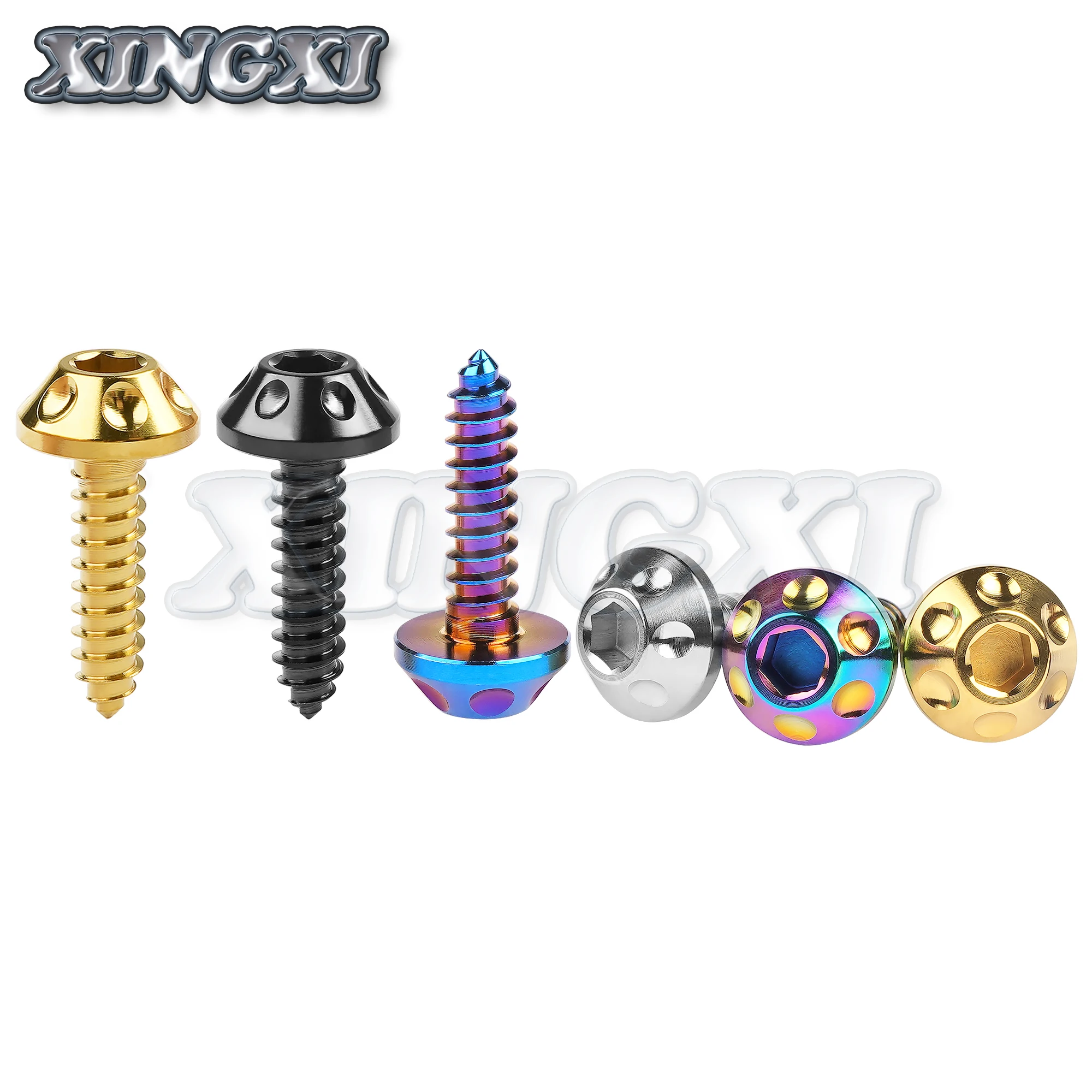 xingxi Titanium Bolt M5x20mm Self-Tapping Button Hex Head Screws Bolt for Motorcycle Bike Car