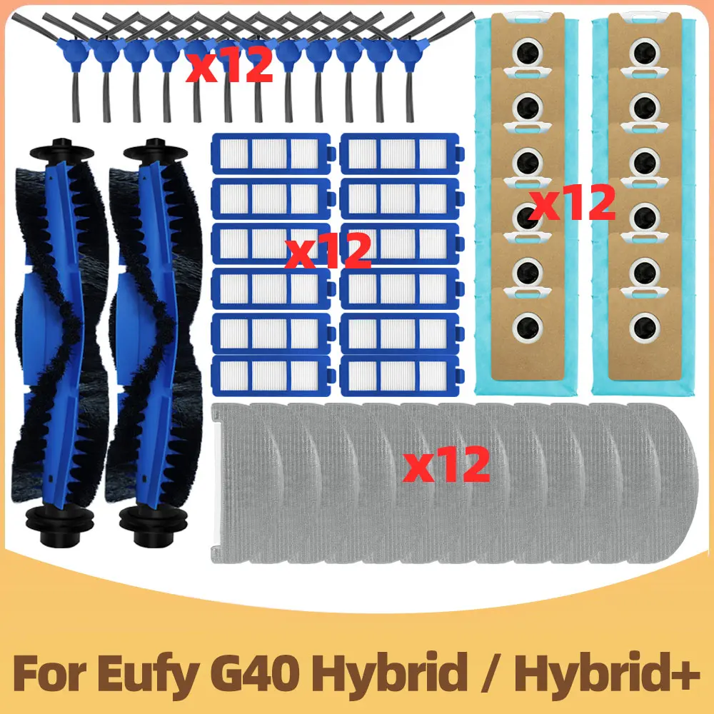 

Fit For Eufy G40 Hybrid / Hybrid+ Robot Vacuum Spare Parts Main Side Brush HEPA Filter Mop Pads Dust Bag Replacement Accessories