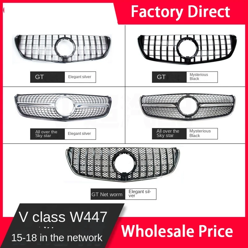 GTR Style Front Bumper Grille For Mercedes Benz V-Class W447 V250 V260 2016-2020 Chrome Diamonds Style Grilles